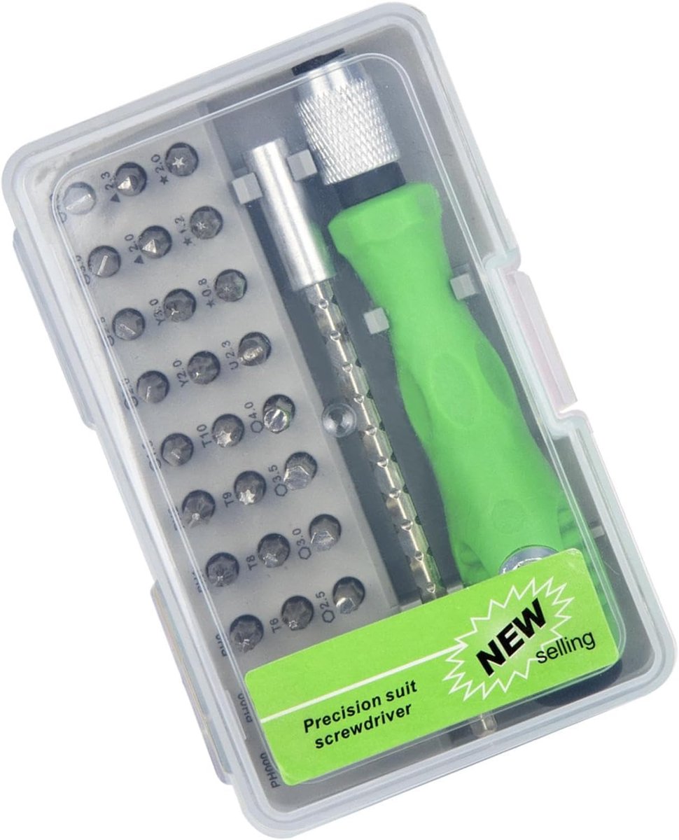 Mini Schroevendraaierset - Precisie Gereedschap - Elektronica Reparatie - 32 Verwisselbare Bits - Compact Formaat - Zwart