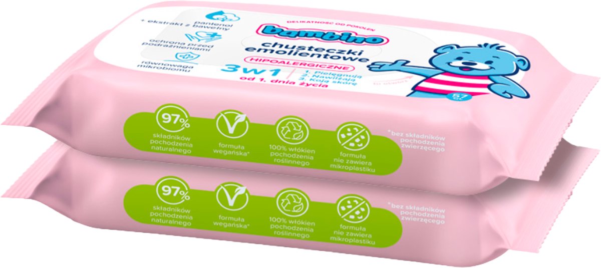 Bambino Serie - Emoliërende Doekjes - 3 in 1 - 2x57 stuks - Huidverzorging