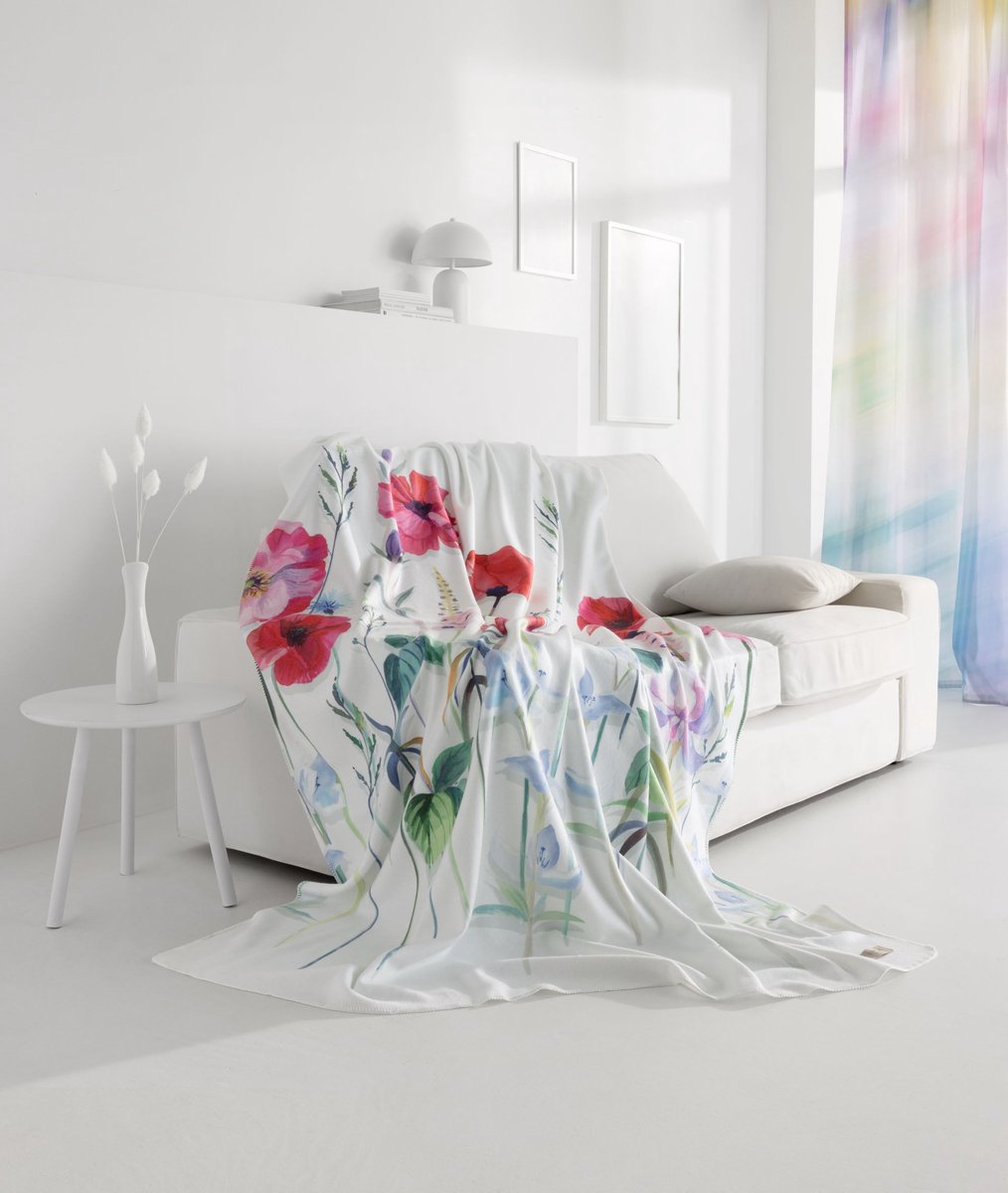 Estella Christy - Deken - 150 x 200 cm - Rood - Bloemenprint