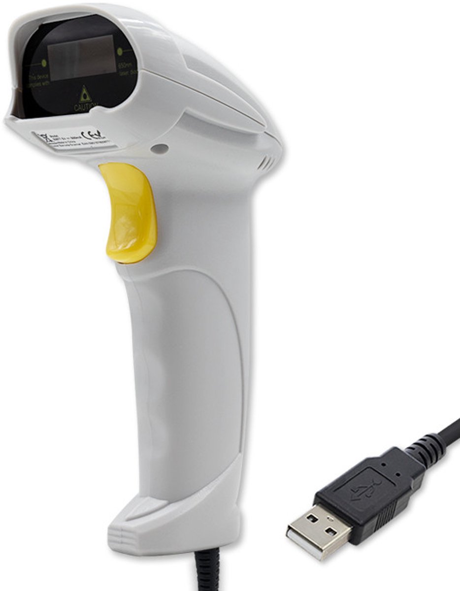Qoltec Skaner - Barcodelezer - 1D Codes - EAN - USB - Wit
