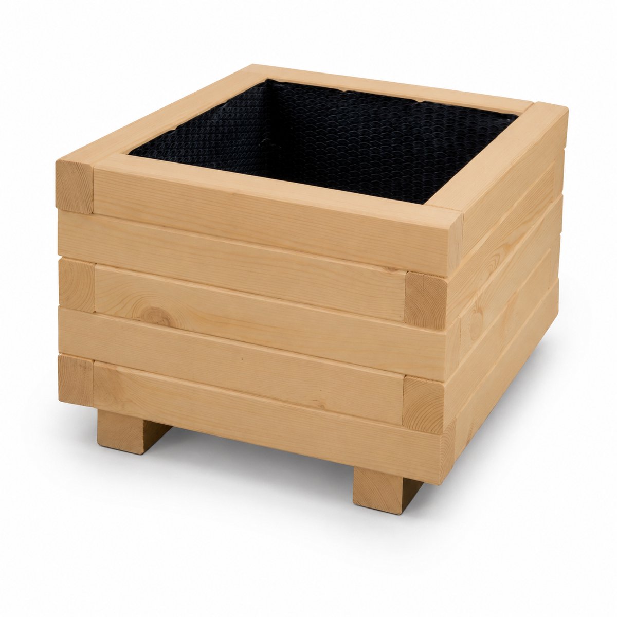 Plant&Bak Tuinbak Vurenhout L40 × B40 × H30 cm – Houten Plantenbak voor Buiten – Vierkante Bloembak met Waterdichte Binnenbekleding – Honingeiken