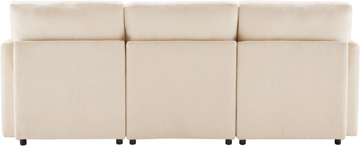 DESMIU Hoekbank 216 x 161 cm - Modulair 3,5-Zits Met Verplaatsbare Hocker En 4 Kussens - V