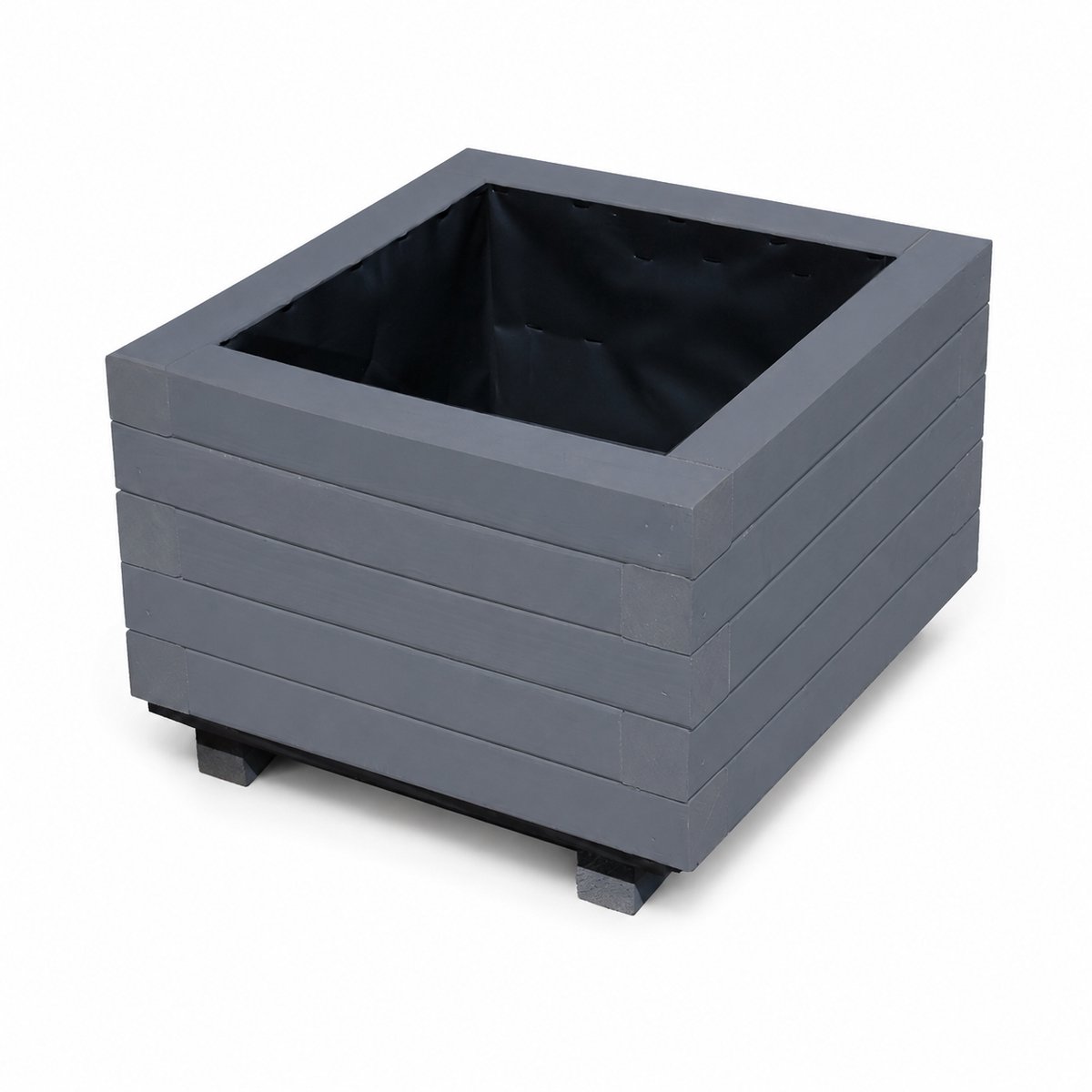 Plant&Bak Tuinbak Vurenhout L40 × B40 × H30 cm – Houten Plantenbak voor Buiten – Vierkante Bloembak met Waterdichte Binnenbekleding – Antraciet