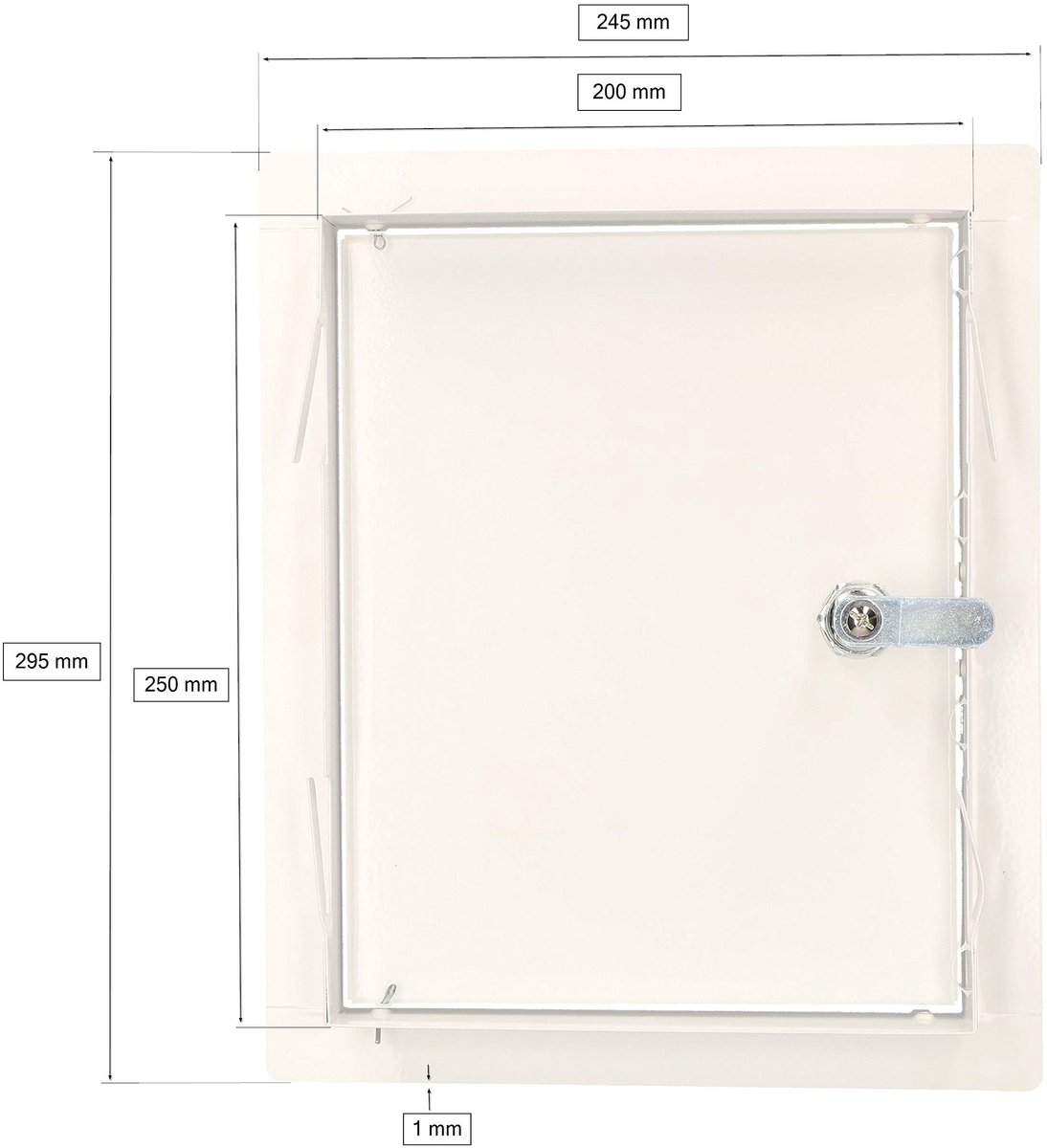 KOTARBAU® Inspectieklep, Inspectiedeur, Verzinkt Staal, 25x20 cm, Wit, Inspectieluik met Slot, en 2 Sleutels, Onderhoudsklep, Poedergecoat, Toegangspaneel, Revisiedeur