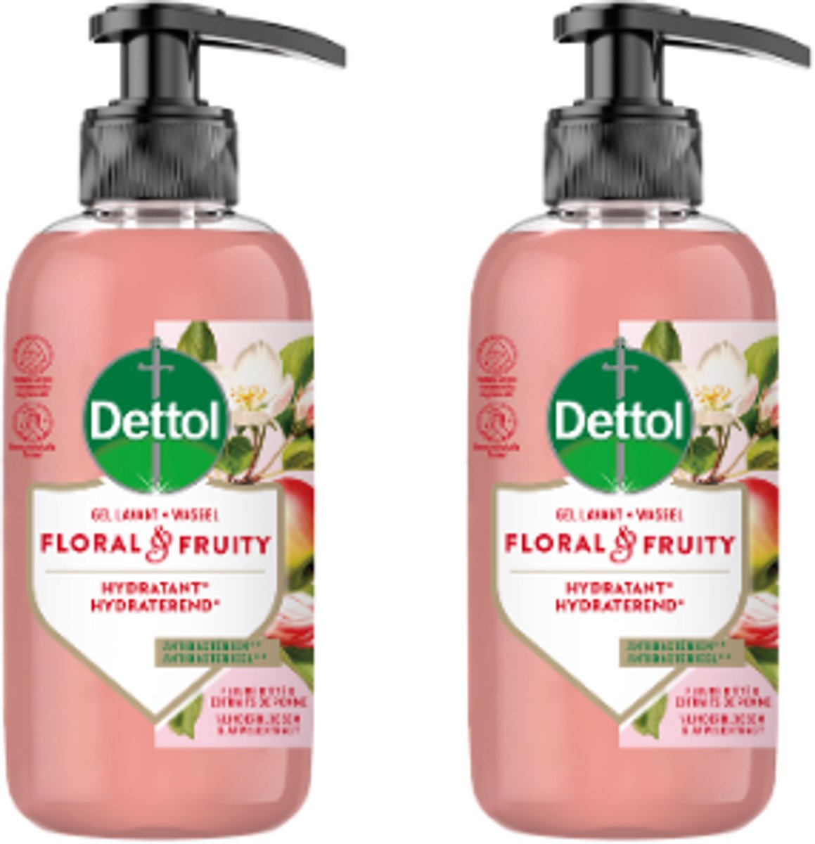 Dettol Handzeep - Antibacterieel - Floral & Fruity - Vlinderbloesem & Appelextract - 300ml x2