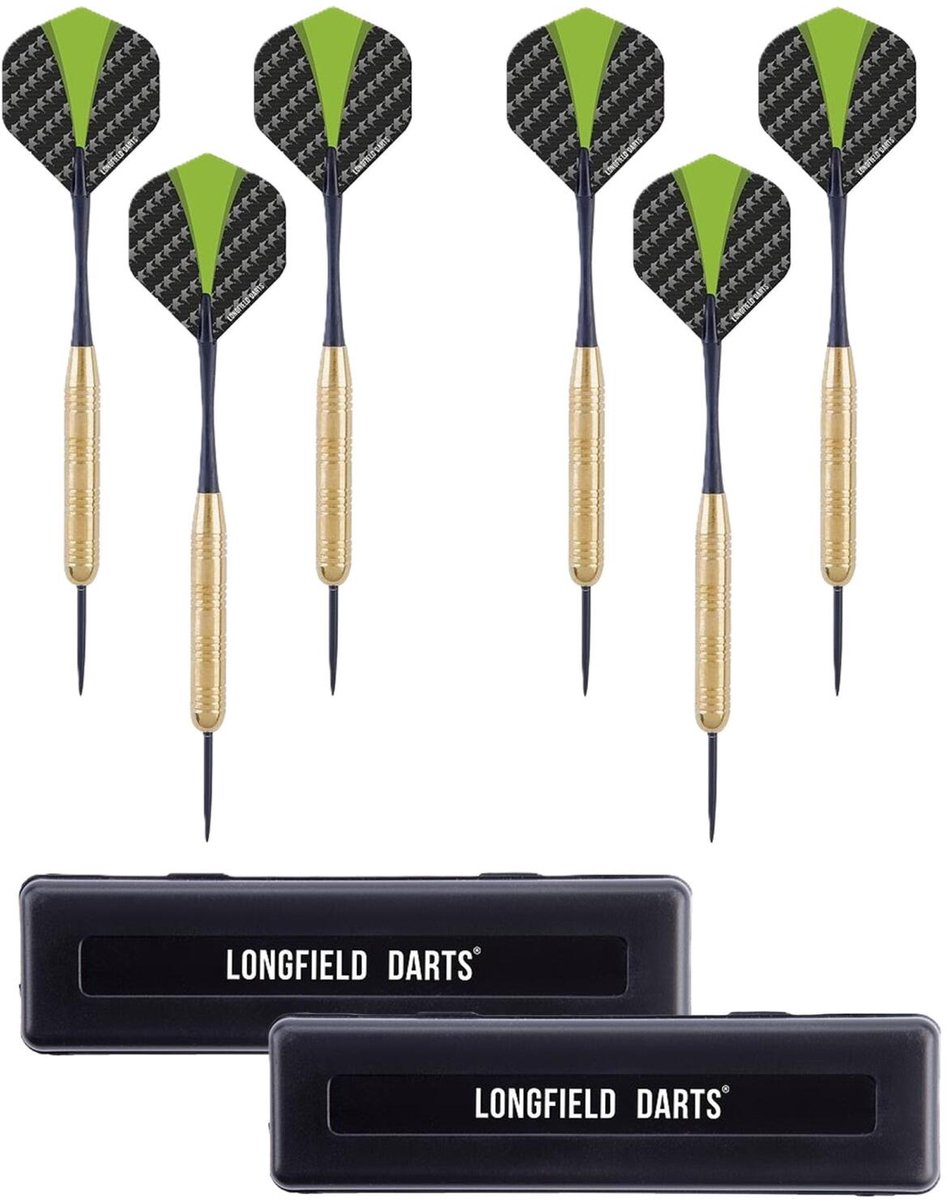 Longfield Darts Dartpijlen - setje 6x stuks - 21 grams - messing/staal/pvc - darten - pijltjes - Kinderen/volwassenen