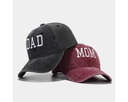 ACEP Dad and Mom pet - Pet - Bordeaux - Grijs - Vaderdag - Moederdag - Baseball cap - Cap - Petten - Papa - Mama - One size