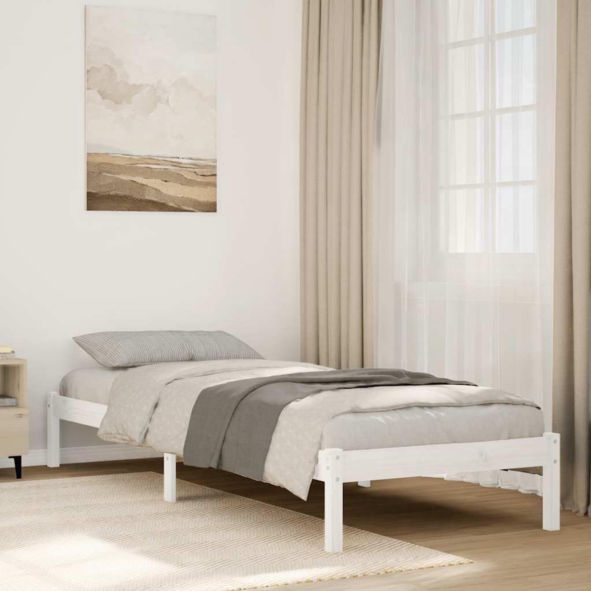 Houten bedframe - Slaapkamermeubel - Comfortabel slapen - Massief grenenhout - 90 x 210 cm