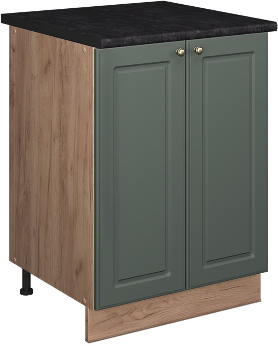 Vicco Wastafelkast Fame-Line, Groen-Goud Landhuis/Goudkleurig Eiken, 60 cm