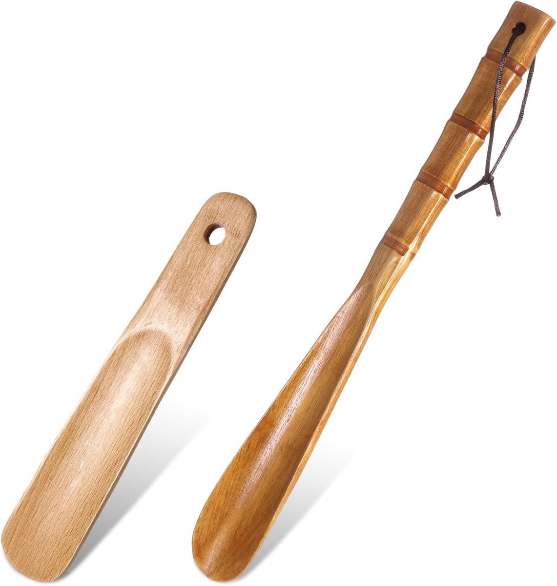 2 Stuks Houten Schoenlepels - Lange en Korte Schoenlepels voor Makkelijk Aantrekken van Schoenen, Ideaal voor Mannen en Vrouwen