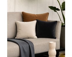 Dutch Decor - KUSSENSET - 3-delig - Velvet Layers - 60x60 cm, 45x45 cm - inclusief binnenkussens - bruin, wit, zwart - Met Ritssluiting – Decoratie set sierussens - Comfortabele kussentjes voor op de Bank