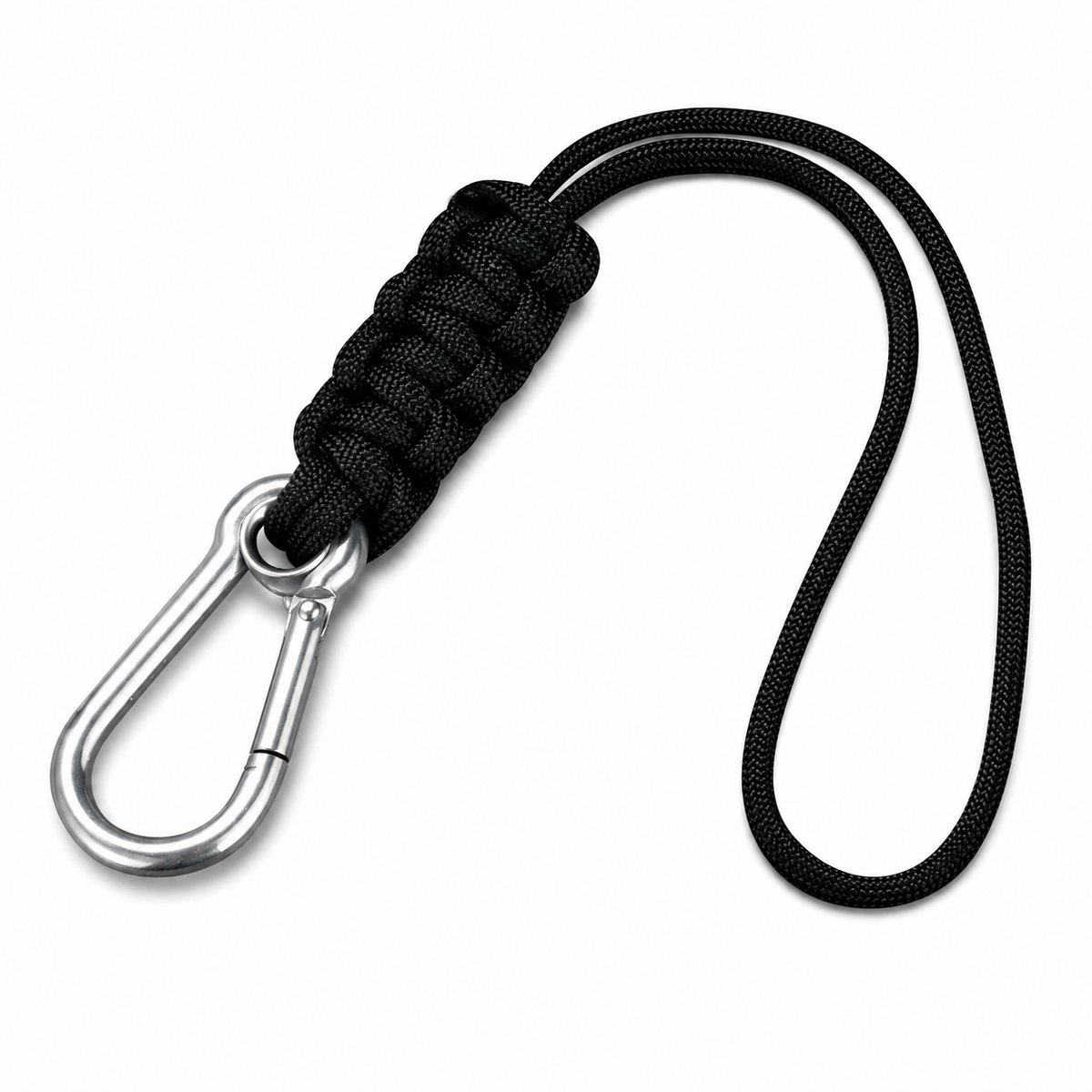 Travel Cords Paracord Keycord Zwart – Sleutelhanger met Karabijnhaak – Polskoord voor Autosleutels, Telefoon en Pasjes