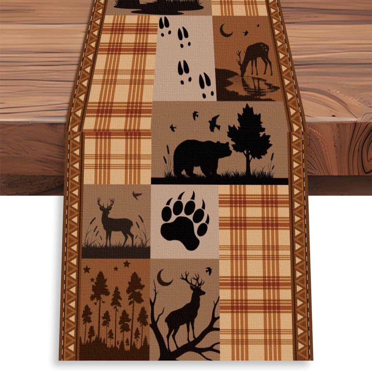 Retro Tafelrunner met Rendieren 33 x 183 cm voor Keuken en Eetkamer, Landelijke Decoratie en Feestelijke Cadeaus
