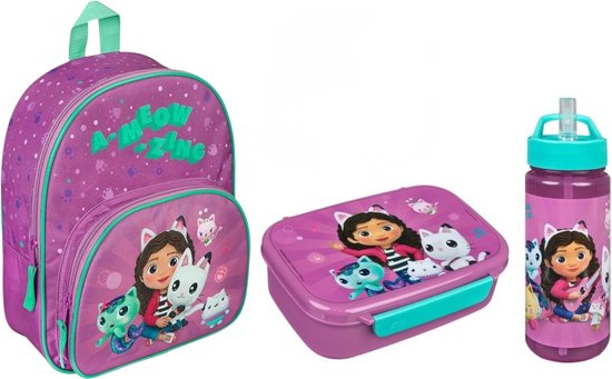 Ensemble scolaire Gabby's Dollhouse ; sac à dos et set de déjeuner
