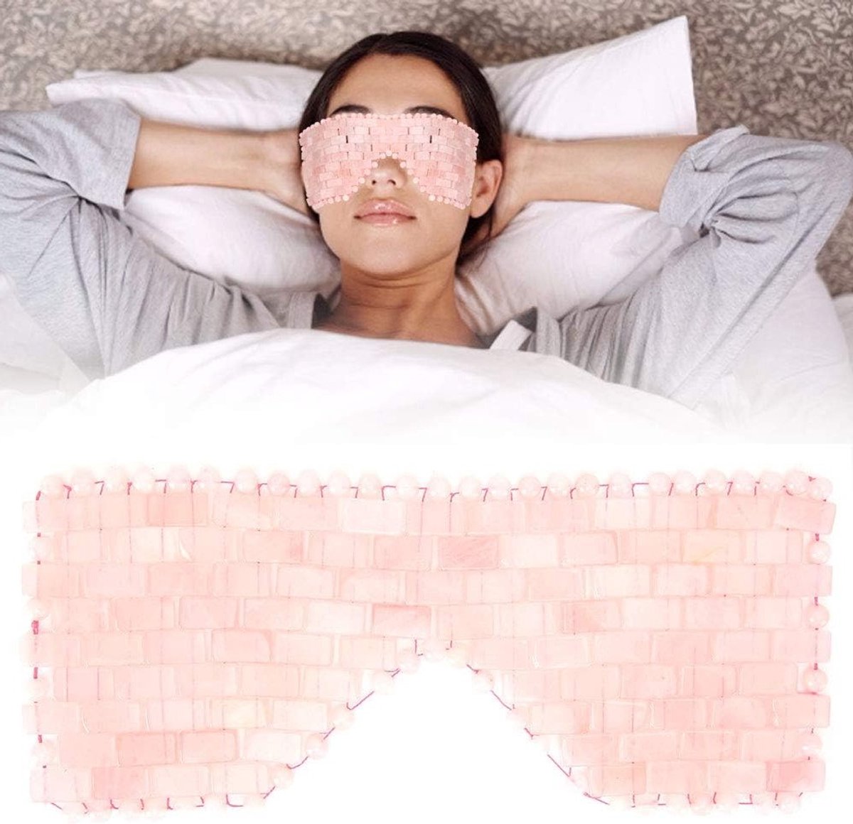 Jade Oogmasker voor Vermoeide Ogen, Huidverzorging en Rimpelverwijdering met Koelende Effecten en Massagefunctie
