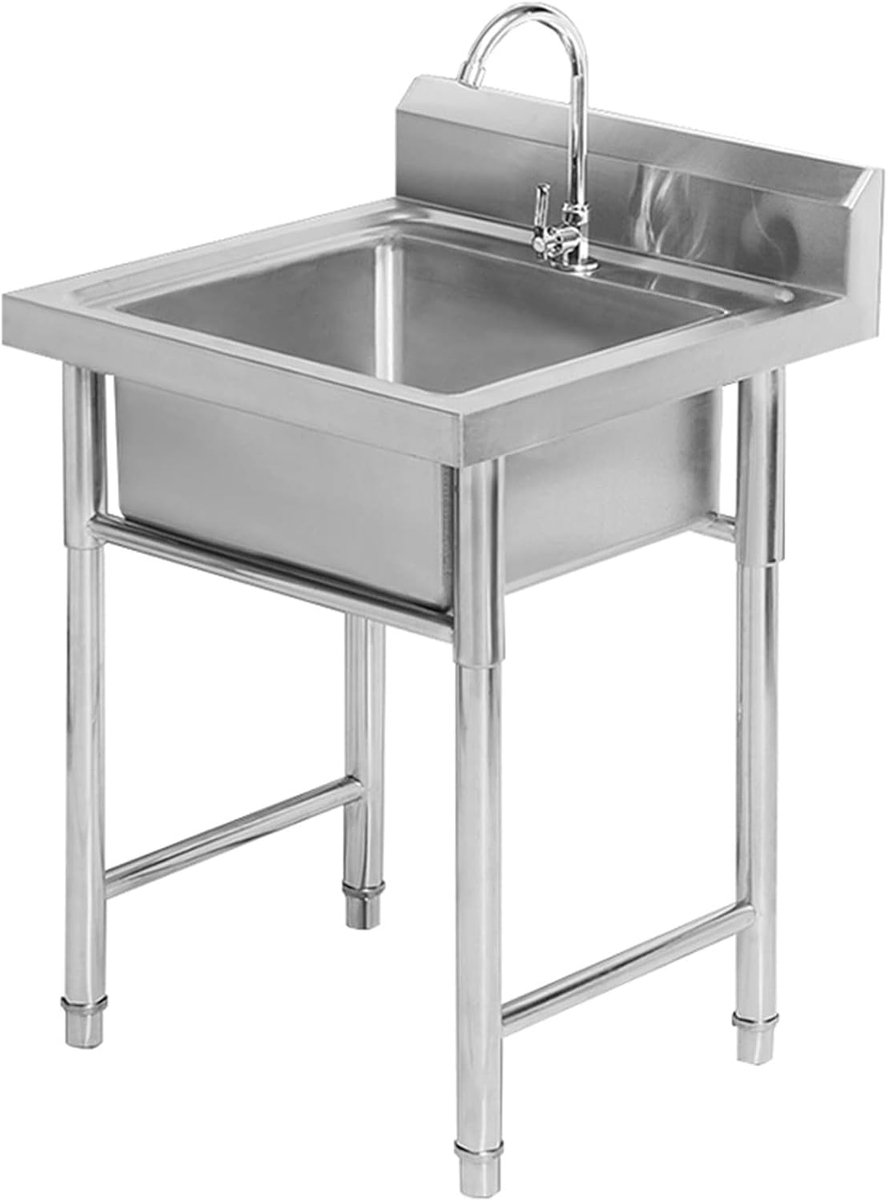 RVS Aanrecht - Gootsteen Keuken - Koken en Afwassen - Corrosiebestendig Staal - 50x50x80cm - Zilver