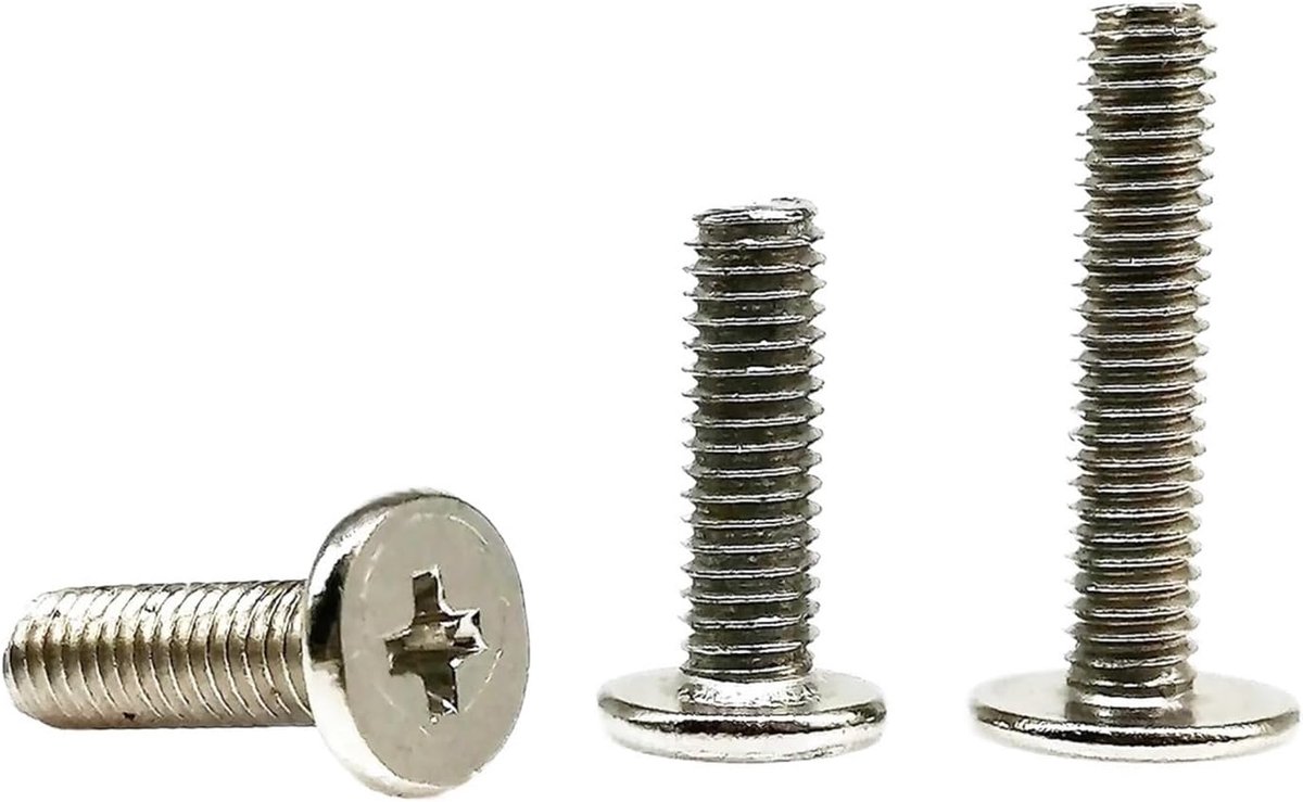 Kleine Schroeven Set - Platte Kop Bouten - Elektronica Reparatie - Ultradunne Wafer - 50 Stuks - Zilver