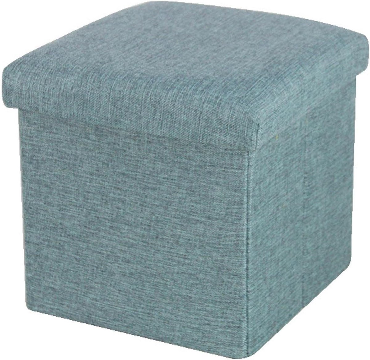 Voetkruk met Opbergruimte - Zitkruk Voetenbank - Schoenen Wisselen - Ademend Linnen - 30x30x30cm - Groen