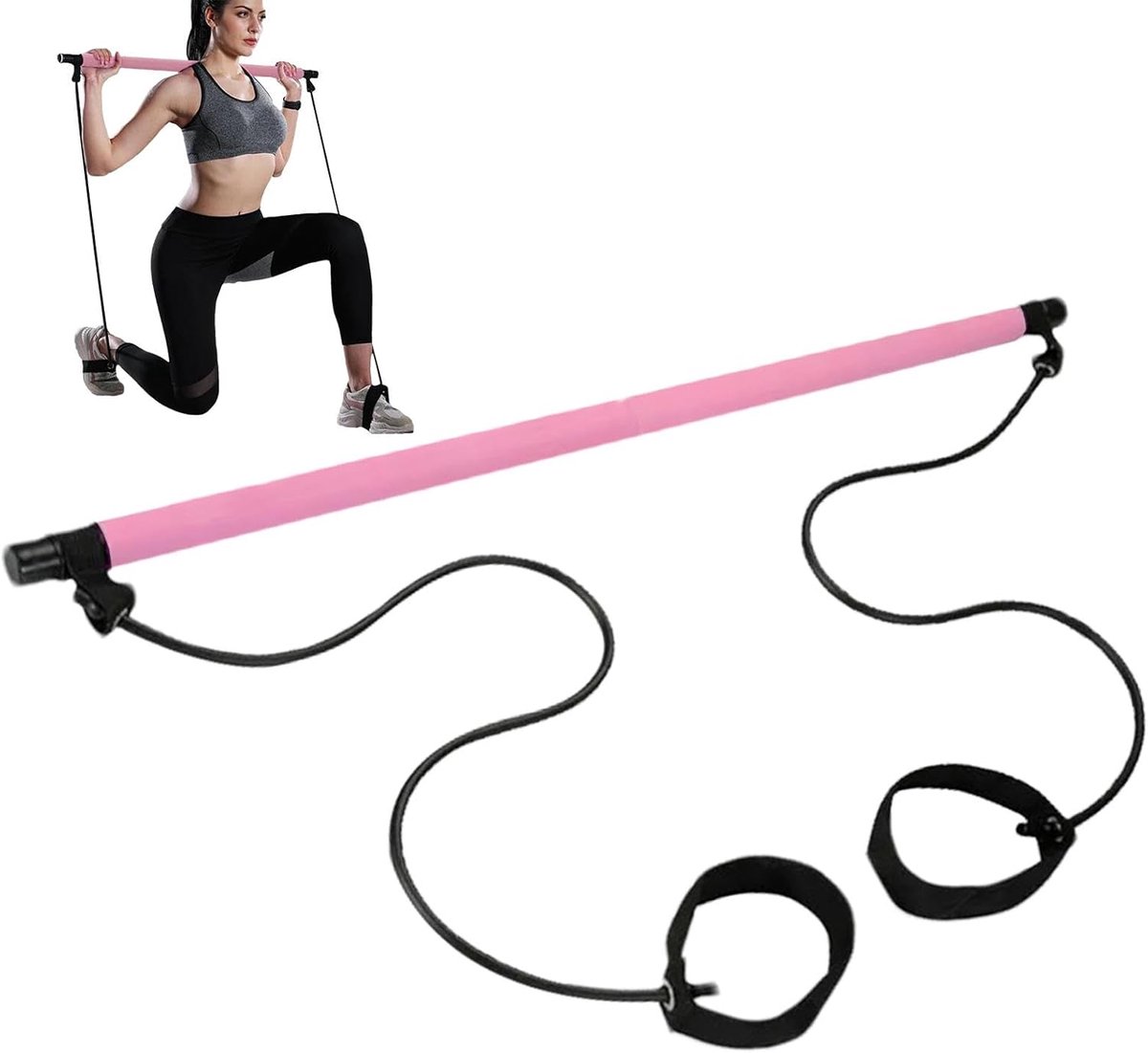 Pilates Stang - Fitness Bar - Lichaam Vormgeven - Goede Elasticiteit - Draagbaar Ontwerp - Roze