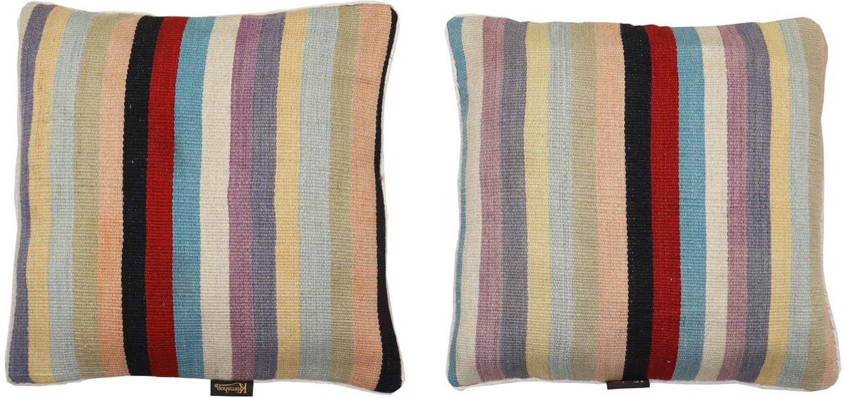 Pastelgestreepte kilim-kussensloop