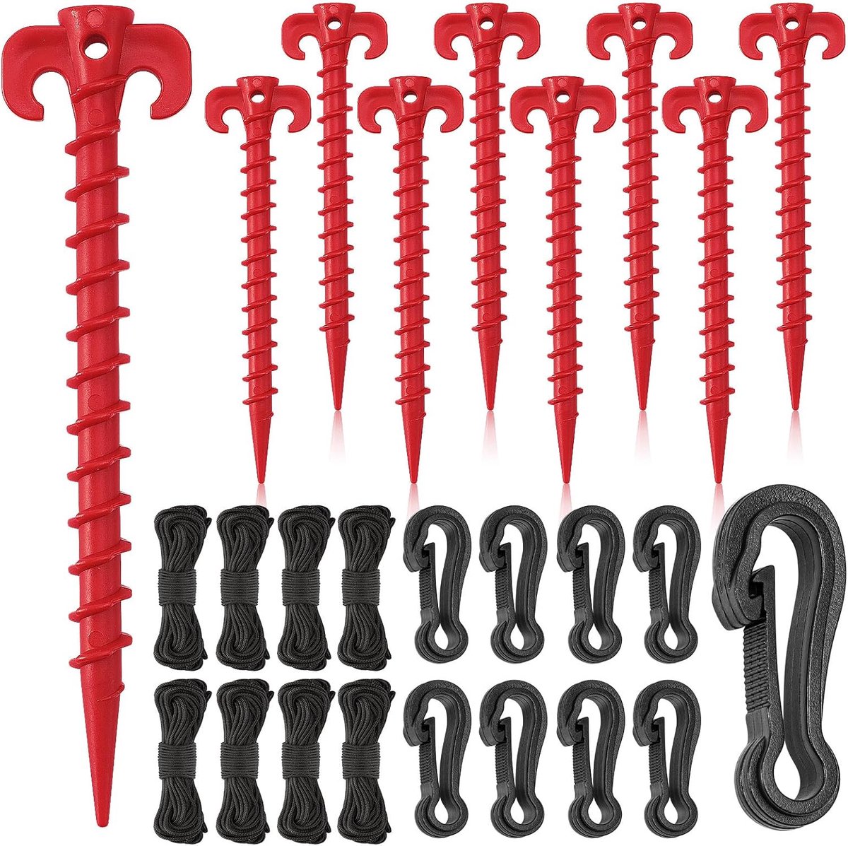 Opblaasbare Staken - Tentharingen Touwen - Buiten Decoraties - Verstevigd Plastic - 27 Delig - Rood