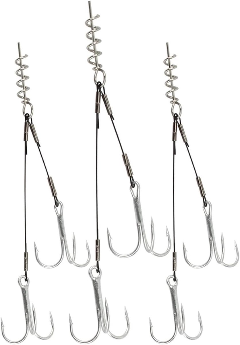 Vishaak Set - Rig Haken - Zachte Kunstaas - Scherp Hoge Koolstofstaal - 3 Stuks - Maat-E