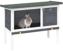 PawHut Konijnenhok-Grenenhout, Asfalt-90L x 45B x 65H cm-Grijs