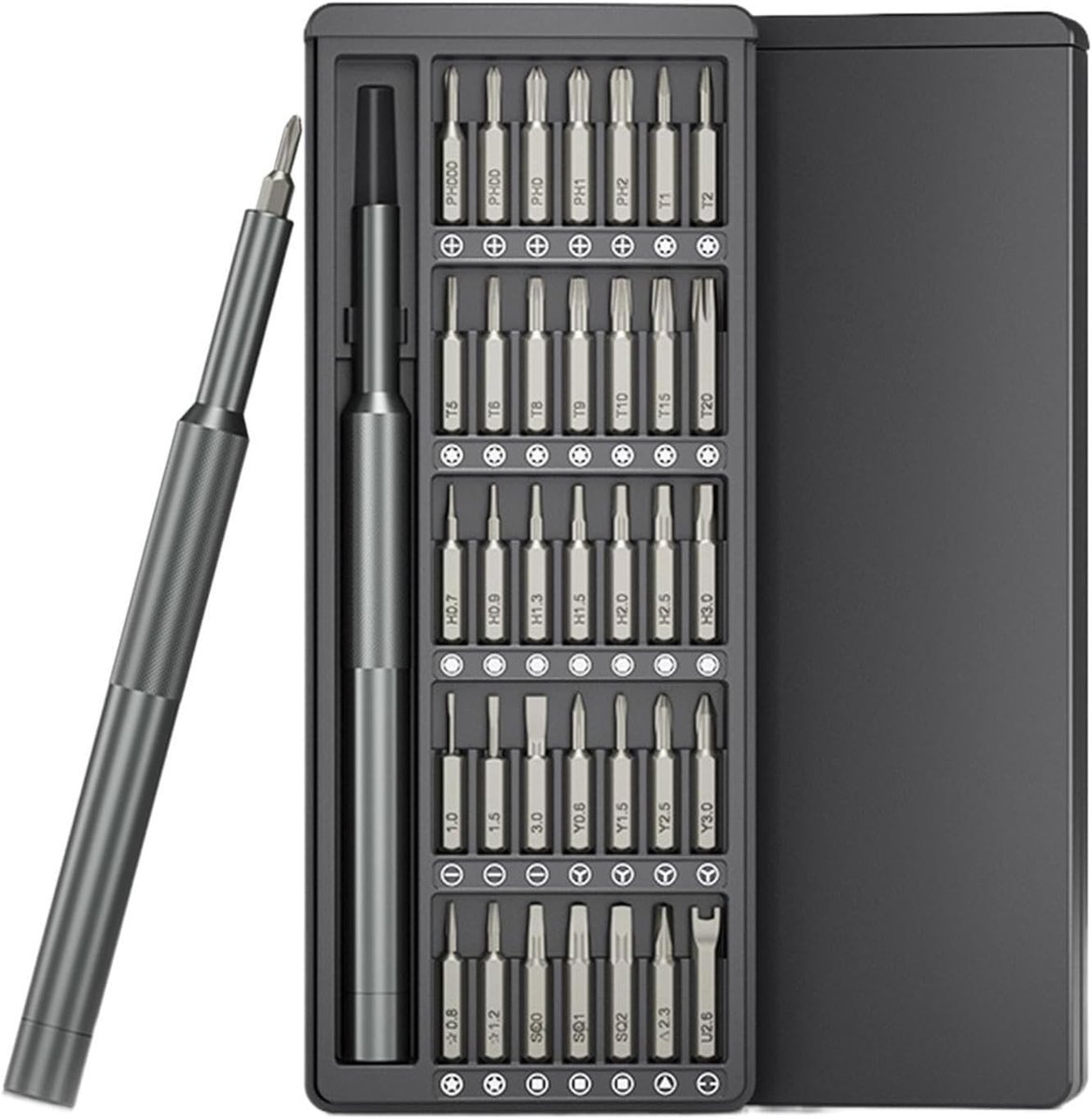 Kleine Schroevendraaierset - Precisie Tool Kit - Elektronica Reparatie - 37 Delig Magnetisch - Compact Formaat - Grijs