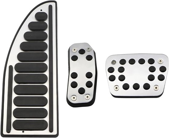 Auto Pedaal Covers - Gaspedaal Anti-slip - Veiliger Rijden - Verhoogde Wrijving - Set van 3 - Zilver Zwart — afbeelding 2