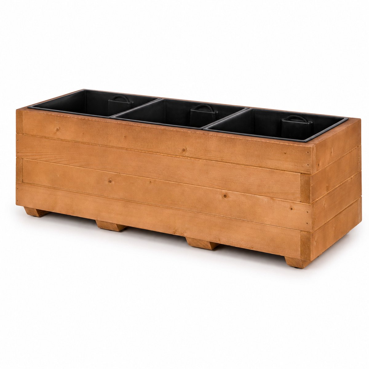 Plant&Bak Plantenbak met Binnenbak Vurenhout L91 × B33 × H32 cm – Houten Plantenbak voor Buiten – Uitneembare Binnenbak – Notenbruin