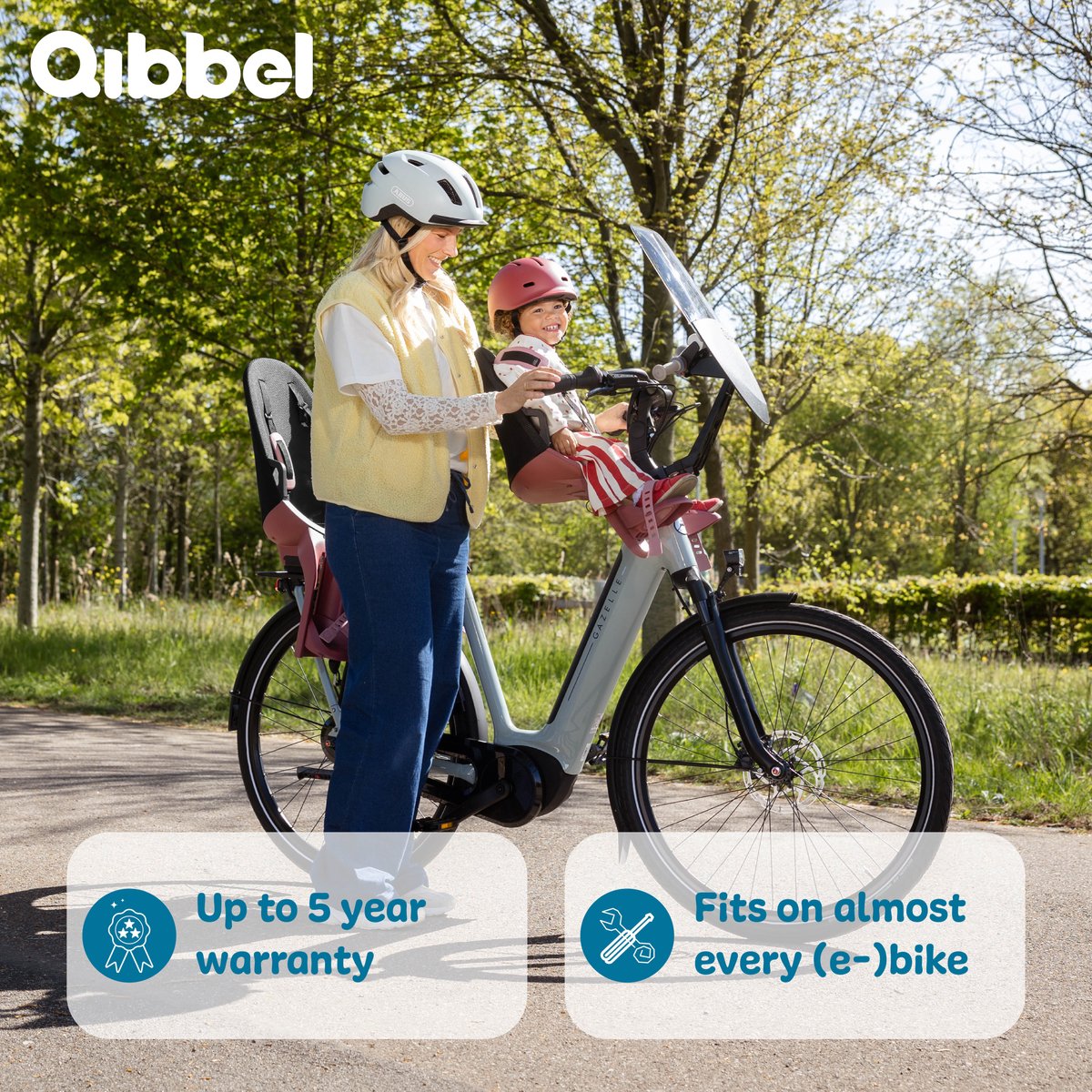 Qibbel Air Fietsstoeltje Voor - Sage Green - Stuurpenbevestiging - Voorzitje - Fietszitje - Stuur thumbnail 3