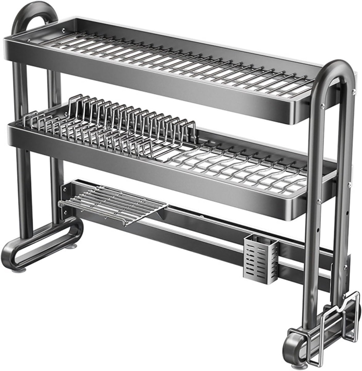 Afdruiprek Gootsteen - Keuken Organizer - Keuken Opruimen - Dubbele Laag - Ruimtebesparend - Zilver