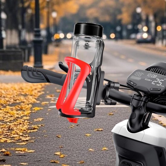 Fiets Fleshouder - Bekerhouder Stuur - Drinken Onderweg - Gereedschapsloze Montage - Verstelbaar - Rood — afbeelding 3