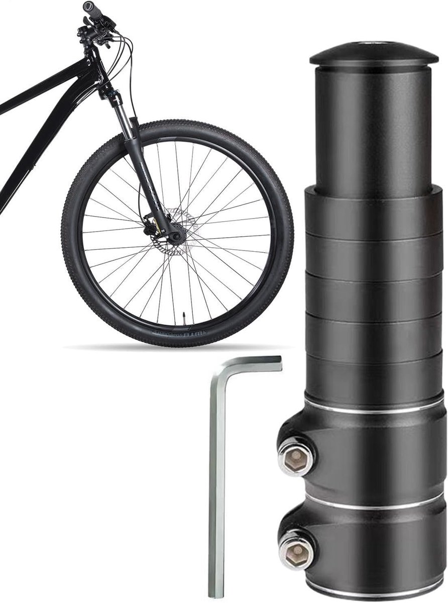 Stuurverhoging Verstelbaar - Fietsverhoger - Comfortabel Fietsen - Aluminium Legering - 10cm Hoogte - Zilver