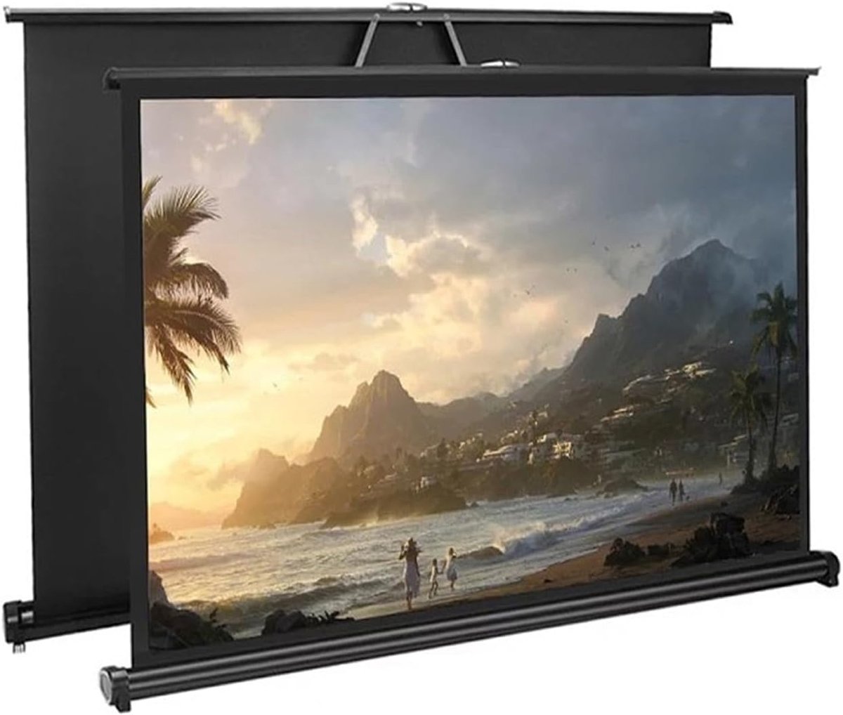 Projectiescherm Tafelmodel - Draagbaar Scherm - Presentaties Geven - Stabiele Voet - 50 inch 16:9 - Zwart
