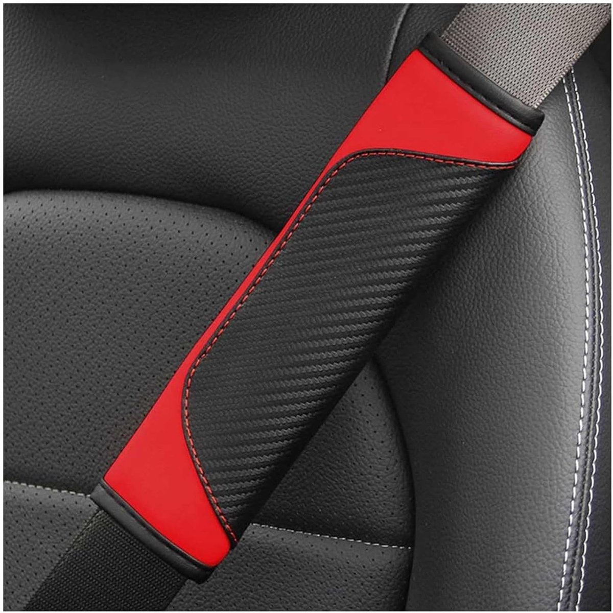 Autogordelkussen - Gordelbeschermer Schoudervulling - Comfortabel Reizen - Zacht Ademend Materiaal - 2 Stuks - Rood