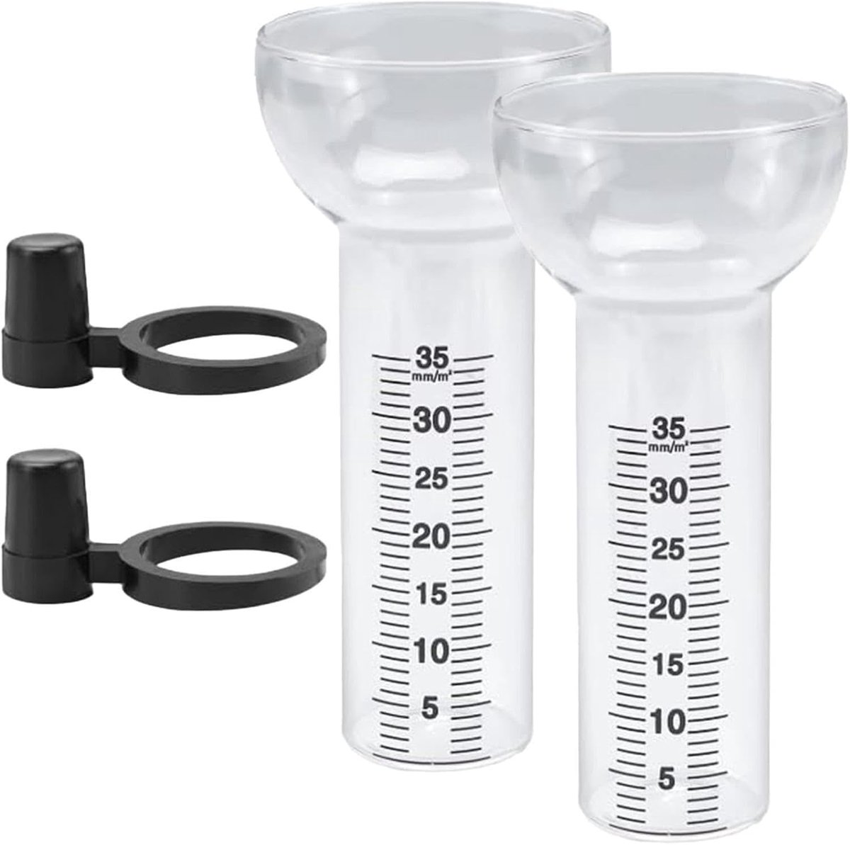 Regenmeter Set - Weerbuizen - Neerslag Registratie - Dubbele Glazen Bekers - 2 stuks - Transparant