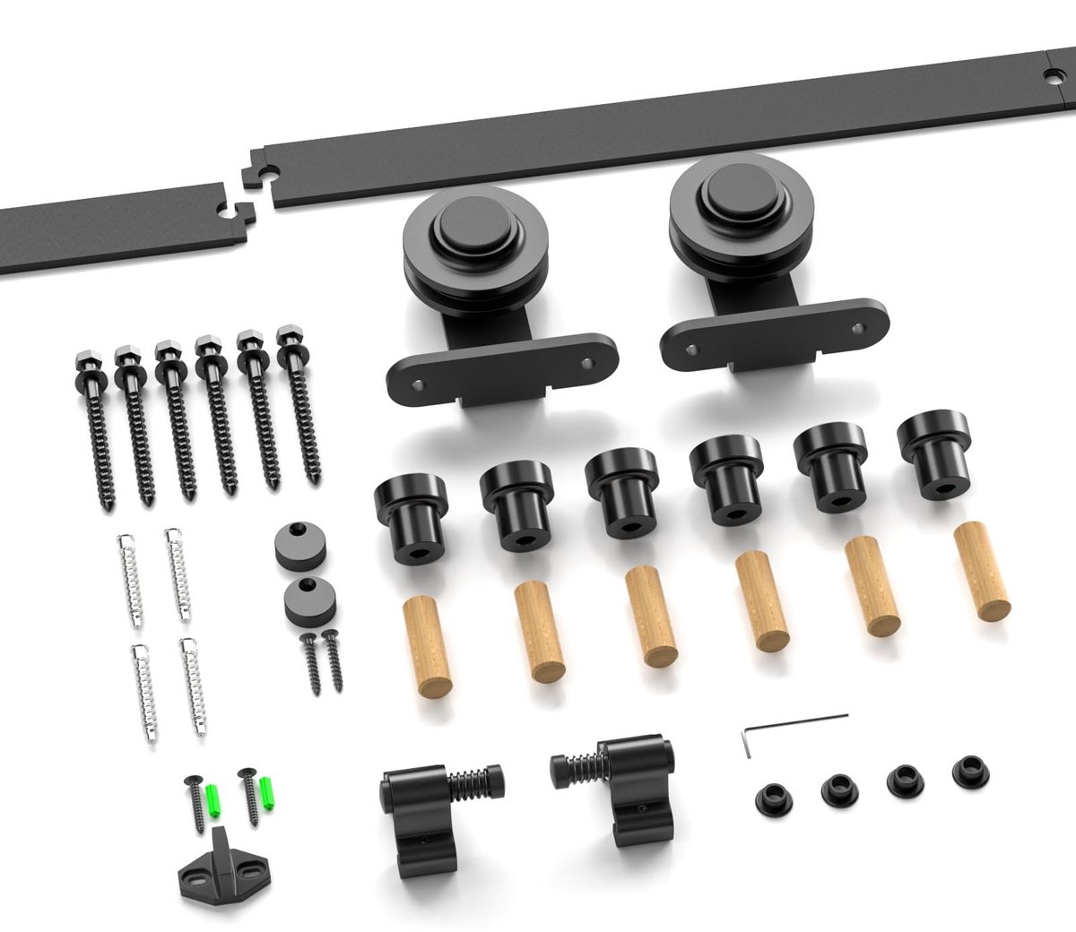 Dailygoods- Schuifdeur Hardware Kit 200 cm - Rail voor Single Deur - Maximaal Draagvermogen 120 kg - Lichtgewicht Ontwerp - 15 cm Hoogte tussen Deur en Plafond - Geschikt voor Deurpanelen tot 100 cm - Schuifdeur Systeem