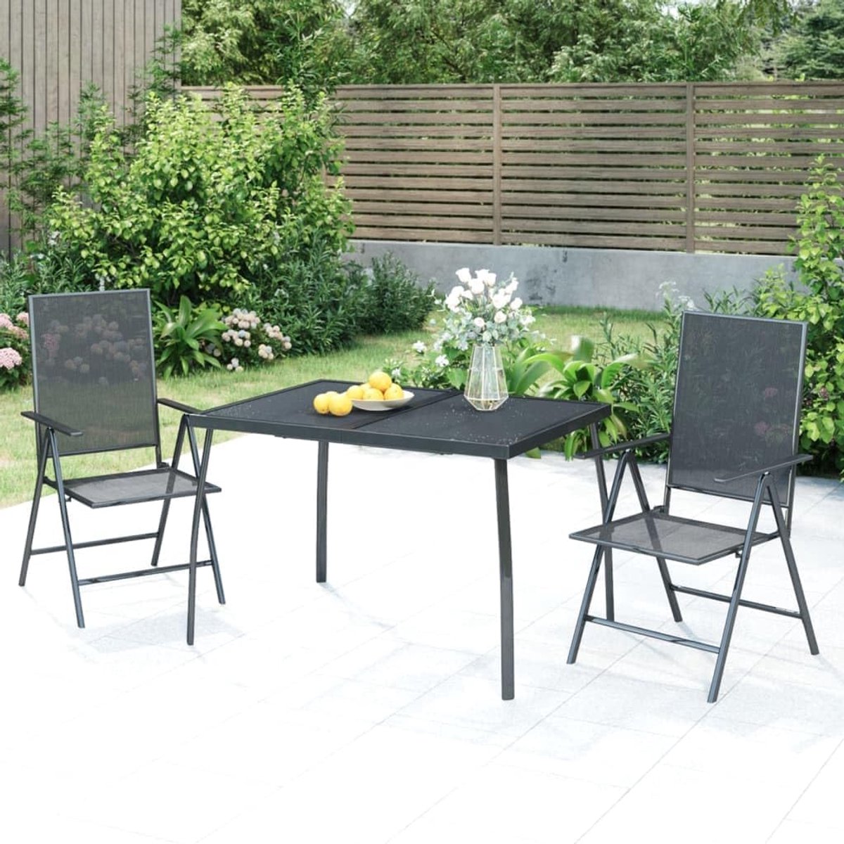 Tuintafel Balkontafel - Eettafel Terrastafel - Buiten Dineren - Weerbestendig Stalen Rooster - 110 x 80 x 72 cm - Antraciet