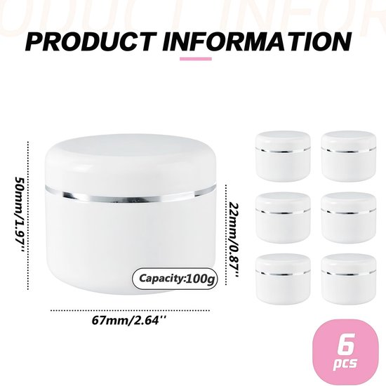 Dailygoods- Plastic Pot - 100ml Lege Ronde Potten - Navulbare Cosmetische Potten - Ideaal voor Crème/Lotion - Duurzaam en Herbruikbaar - Kunststof Binnenvoering tegen Lekkage van Dailygoods — afbeelding 4
