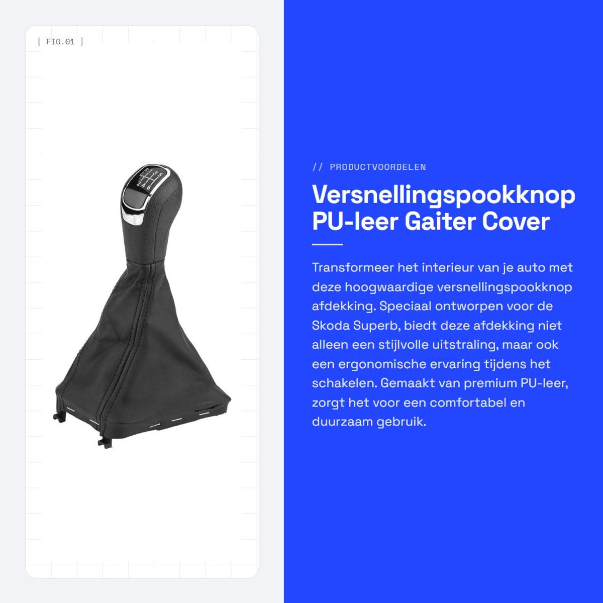 Dailygoods- Versnellingspookknop 100% vervanging - Ergonomische Gaiter Cover - PU-leer - Zwart - Snelle installatie - Perfecte vervanging voor 3T0 711 113 B - Schakelknop