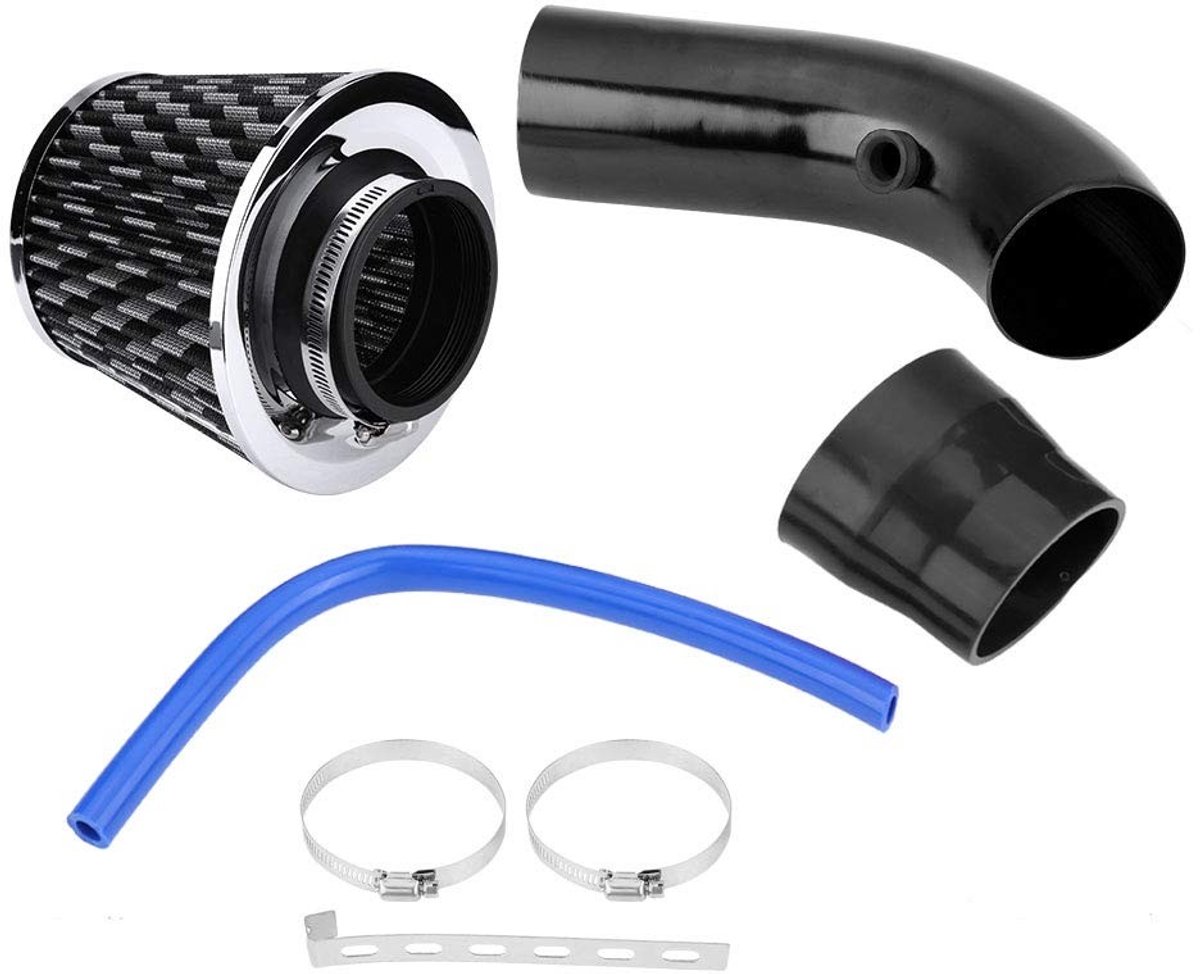 Dailygoods - 76mm Cold Air Intake Filter - Aluminium Induction Hose Pipe Kit - Zwart Carbon Fiber - Universele Pasvorm - Auto Accessoire - 76 mm