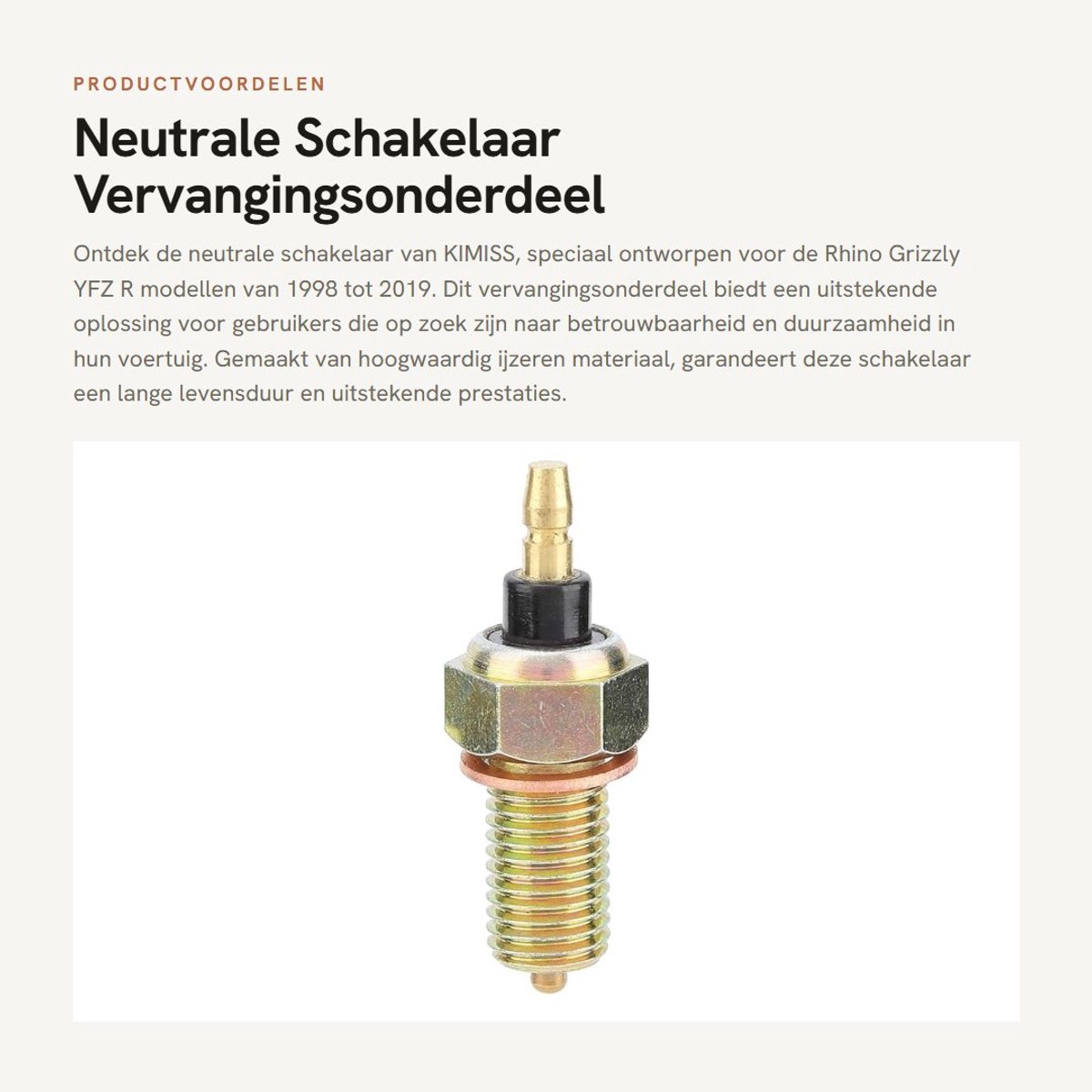 Dailygoods - Neutrale Schakelaar - Vervangingsonderdeel - Lange levensduur - Geschikt voor Rhino Grizzly R 98-19 - Hoogwaardige slijtvastheid - Ee...