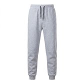 Lichtgrijze joggingbroek voor heren met zwart trekkoord, elastische tailleband en boorden.