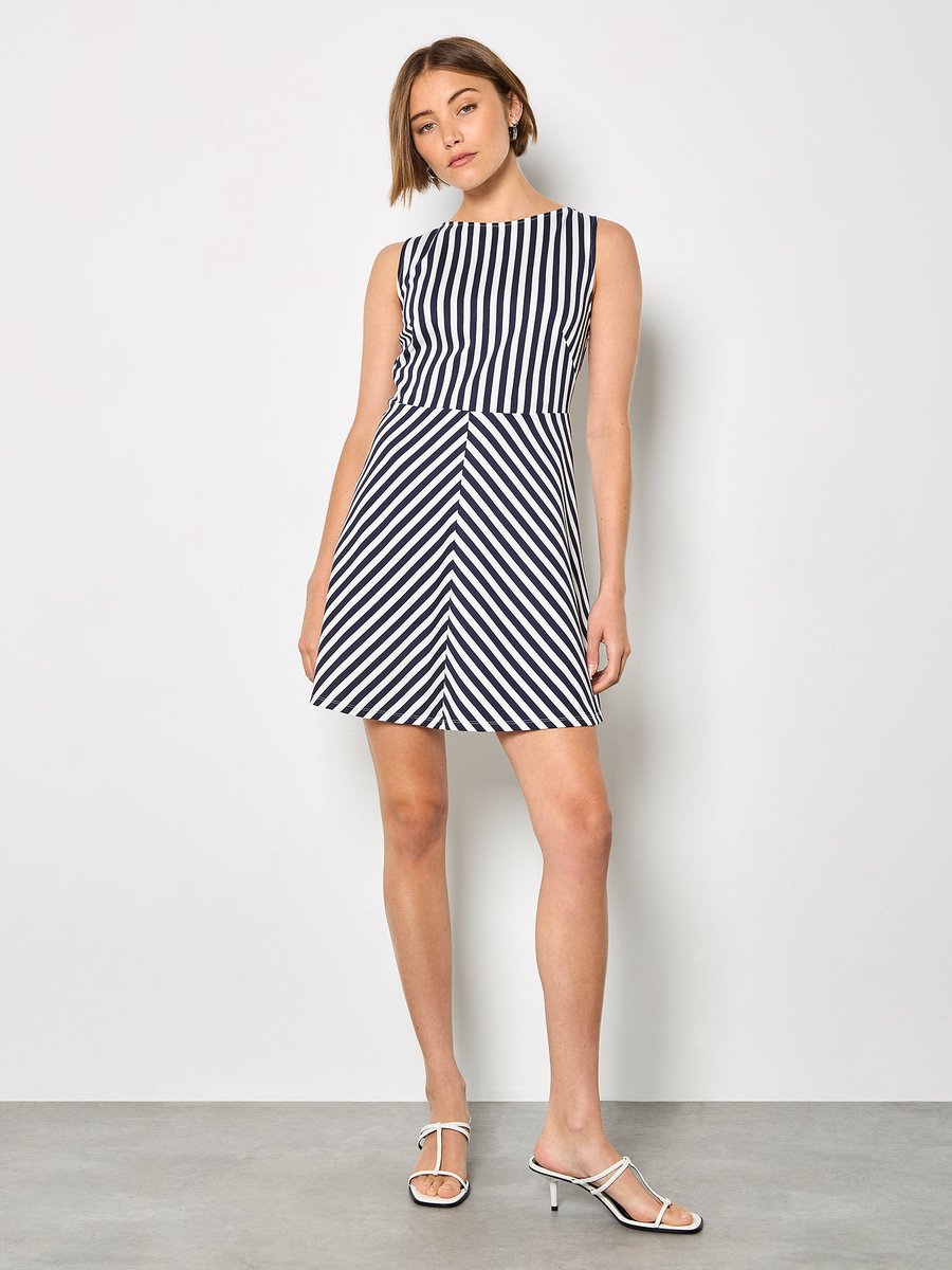 Mini-jurk van gestreept jersey