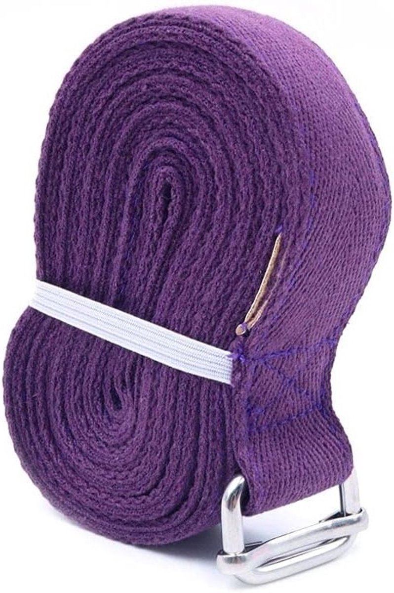 Yoga Strap voor Stretching en Flexibiliteit, Verstelbare D-Ring Gesp, 244cm Lange Yoga Band - Paars