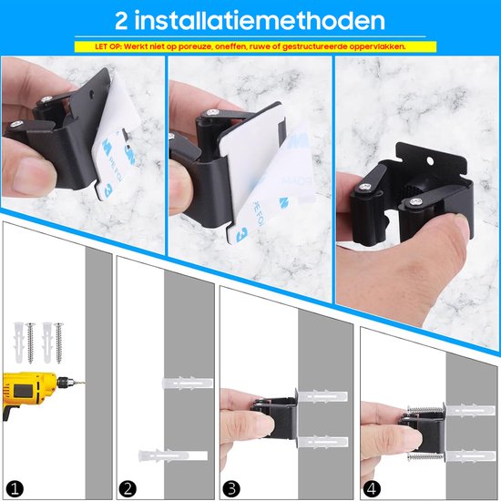 Bezemhouder - 12 stuks - RVS - Tuingereedschap Ophangsysteem - Gereedschapshouder - Gereedschapsklem - bezemklem - Wandhouder - voor dweilen, bezems, tuingereedschap — afbeelding 4