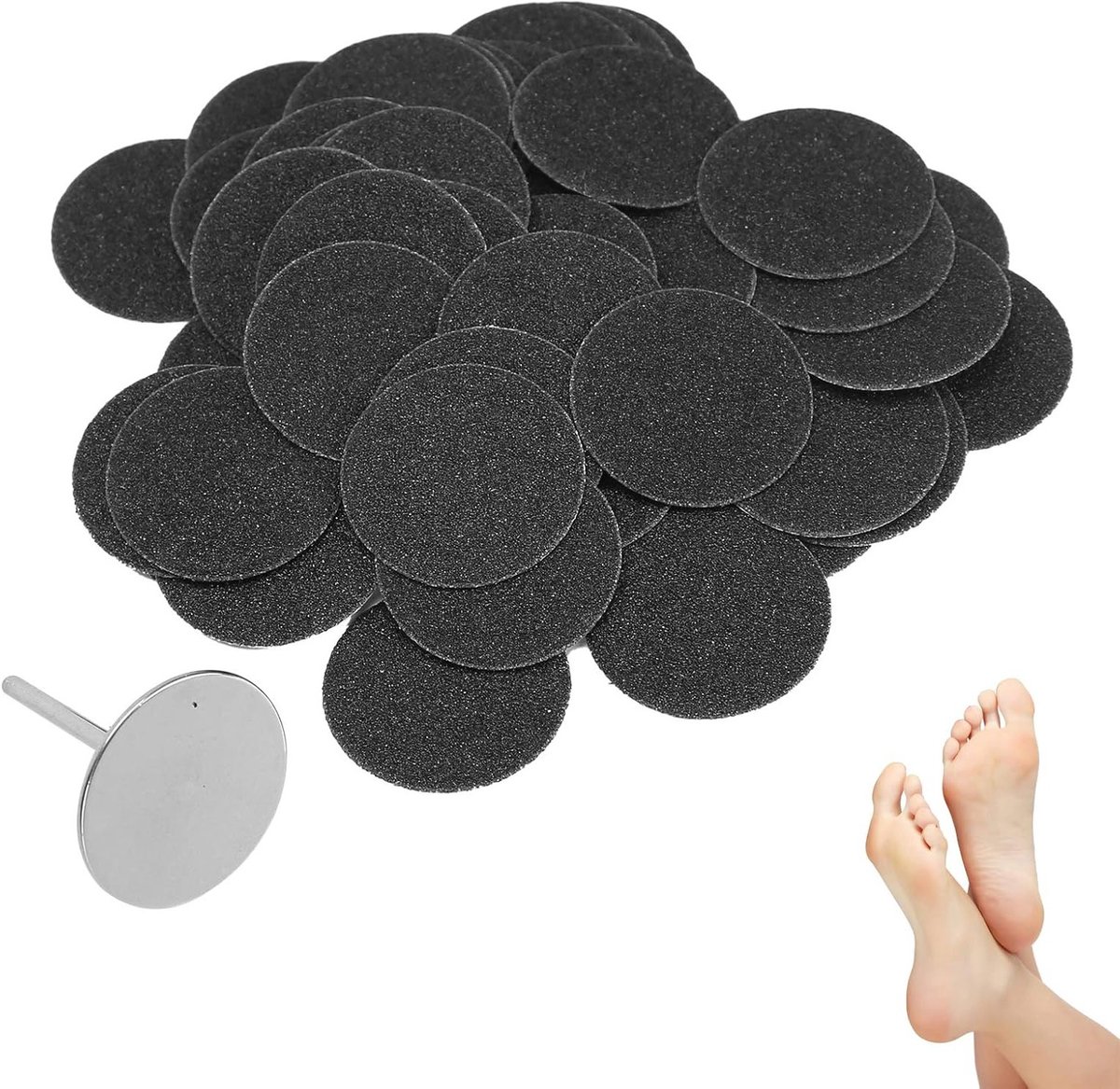 50 Stuks Schuurpapier voor Elektrische Eeltverwijderaar, Vervangingsschijven voor Pedicure en Voetverzorging Accessoires met As (φ25mm)