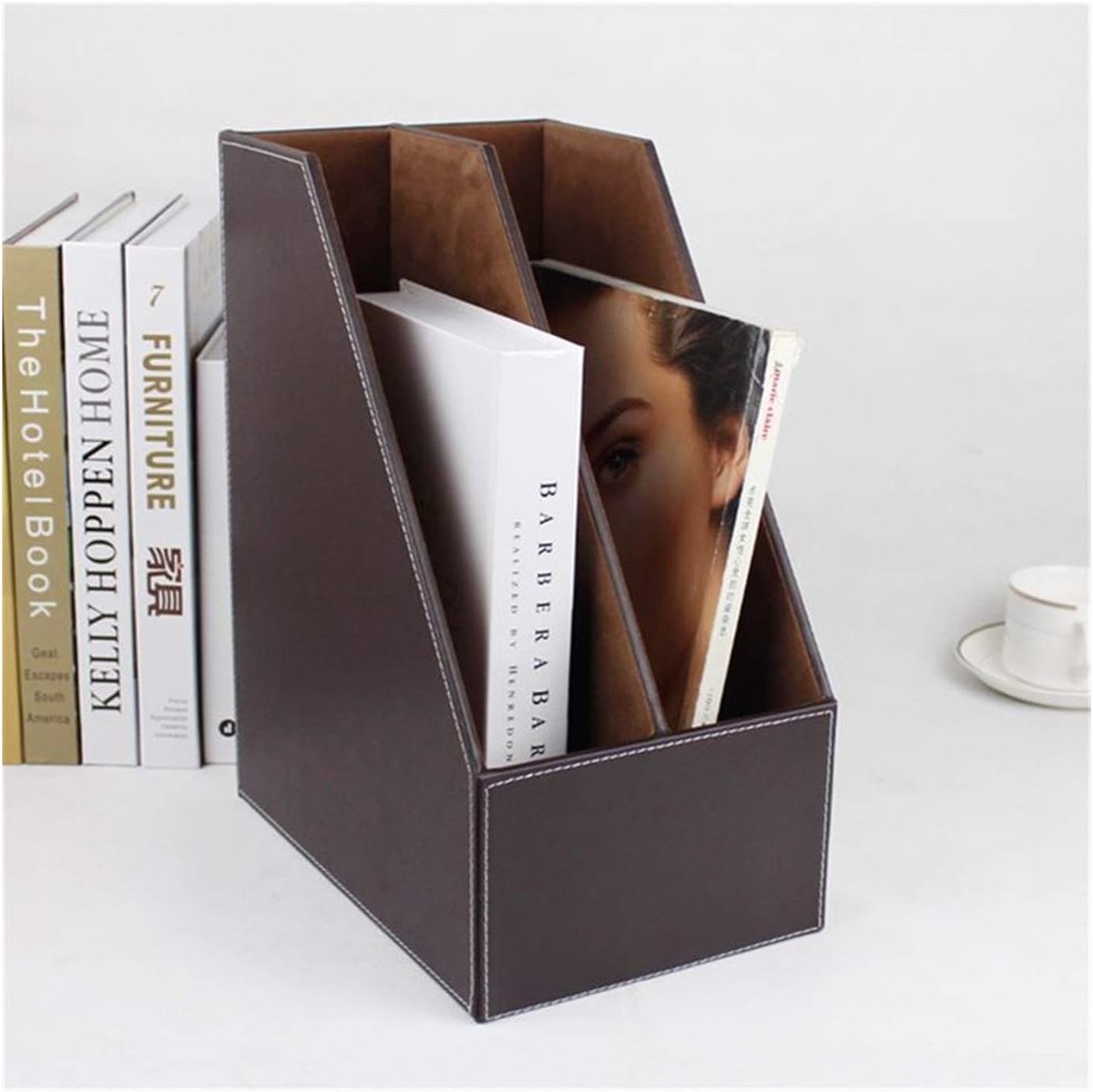 Bureau Organizer - Documentenhouder - Opgeruimd Bureau - Houten Structuur - 18x27x34cm - Bruin