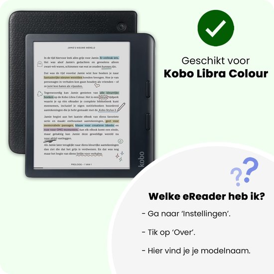 Hoes Geschikt voor Kobo Libra Colour - E-reader Hoesje Bescherm Hoesje Case Sleep Cover - Hoes Geschikt voor Kobo Libra Colour Hoesje - Turquoise — afbeelding 2